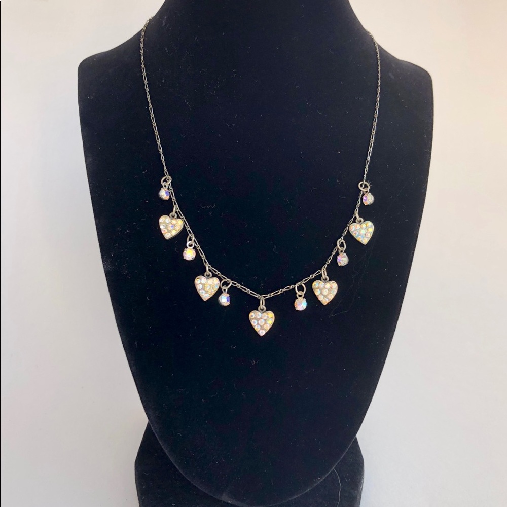 Vintage Heart Glass Works Studio Crystal Necklace